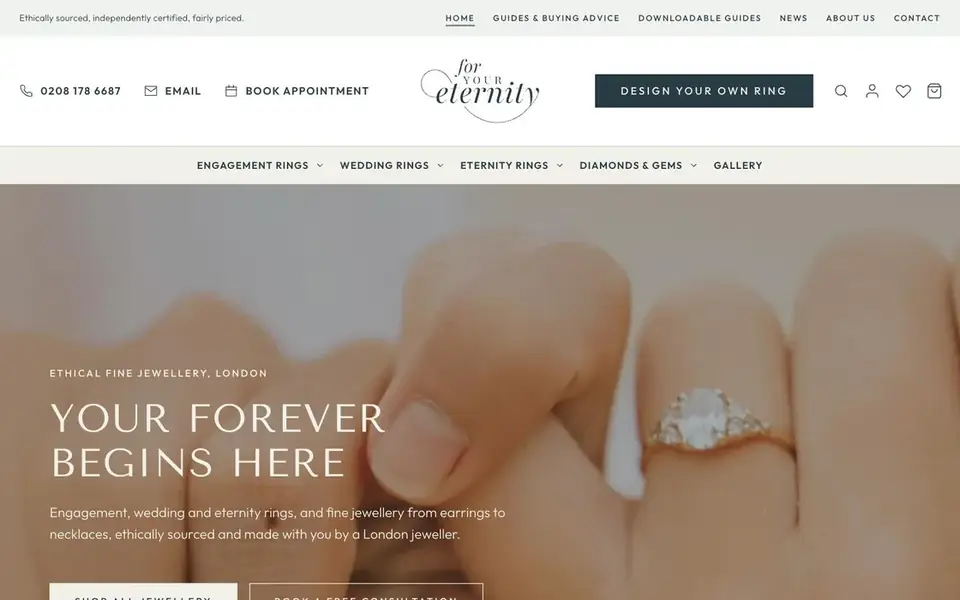 The For Your Eternity website on a laptop