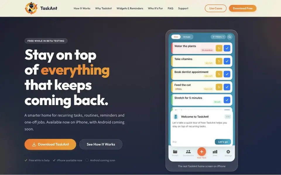 The TaskAnt website on a laptop